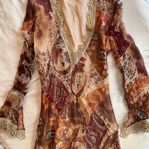 100% silk bohemian top